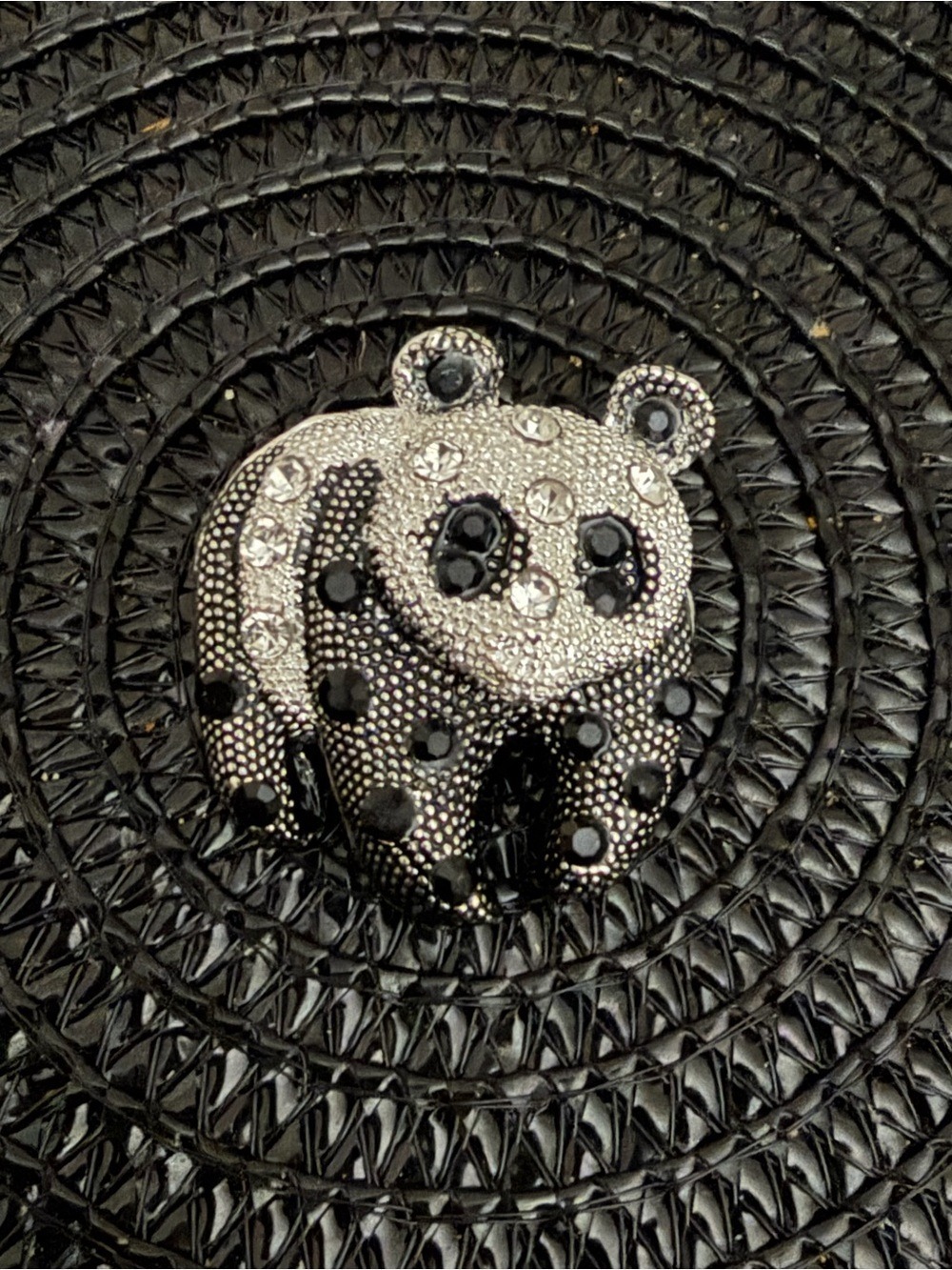 Crystal Panda Brooch - Black & Silver Rhinestones